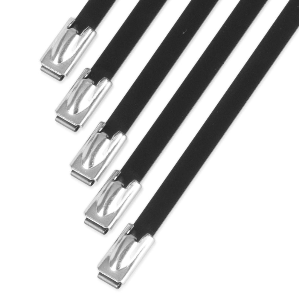 Nuke Performance - Stainless steel locking ties, 7.9mm x 500mm Black, 5pcs
