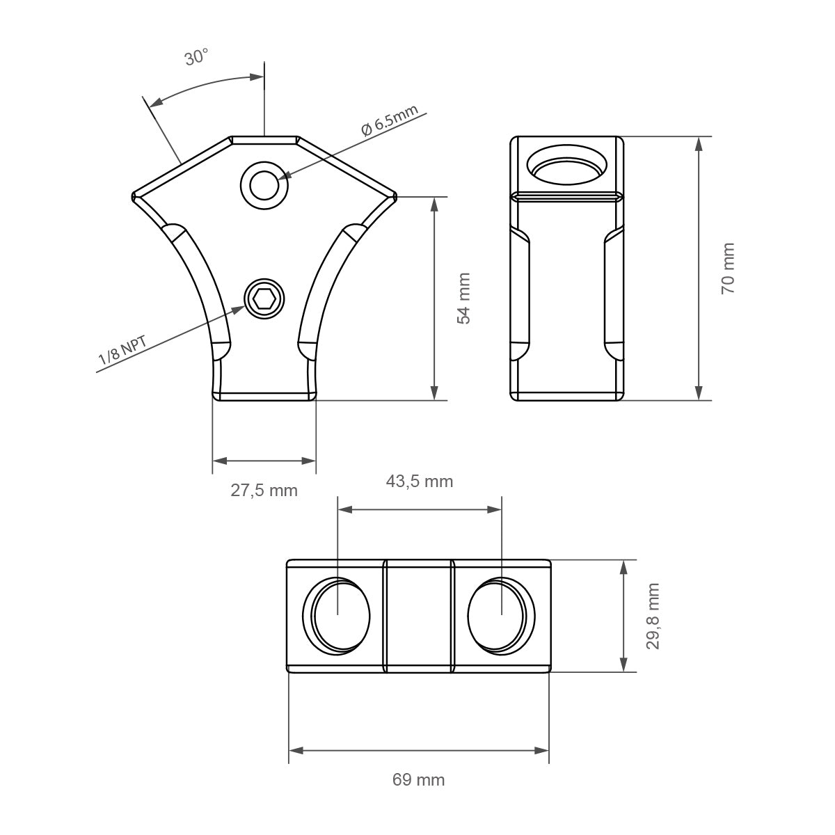 Nuke Performance - Y-Block Adapter Fitting, AN-8 ORB (3x)