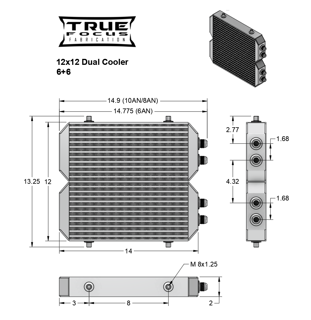 True Focus Fabrication - Universal Dual Cooler - Dual Pass - Oil / Power Steering / Transmission Cooler