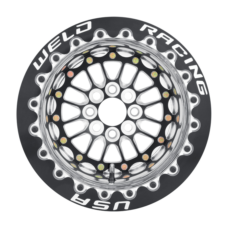 Weld Tuner Import Drag 13x11 / 4x100mm BP / 4.5in. BS Black Center Black Double Beadlock M/T Wheel