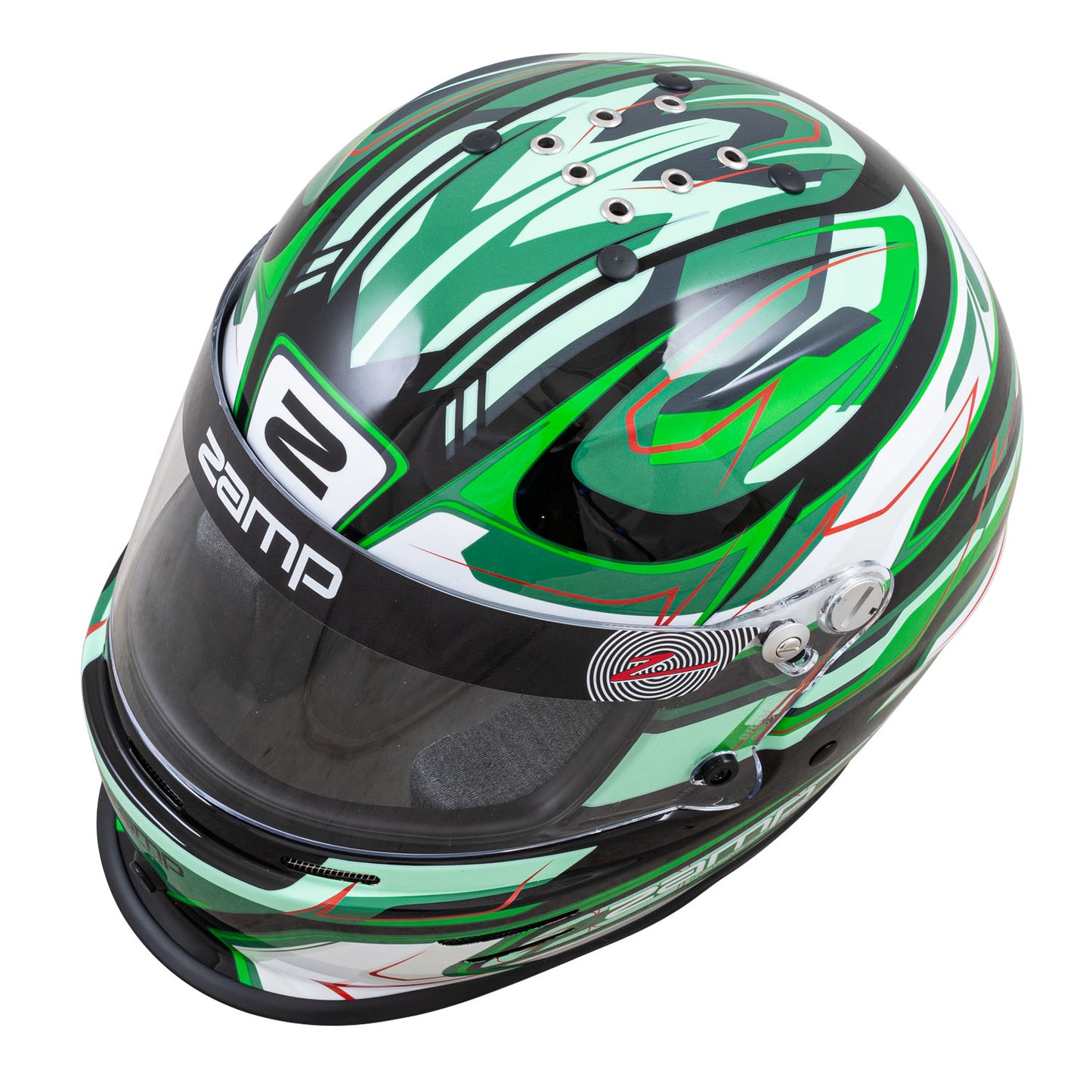 Zamp RZ-42Y Youth Snell CMR2016 Helmet Z21 Series Shield Black/Grn/Lt Grn 52cm