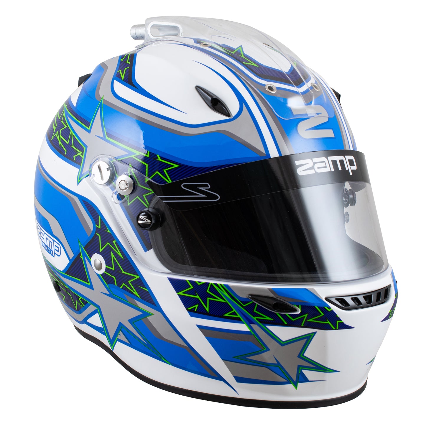 Zamp ZR-72 Made in Italy Snell SA2020/FIA8859-2015 Helmet White/Blu/Lt Blue X-Large Z-24 Anti-Fog Clear Shield