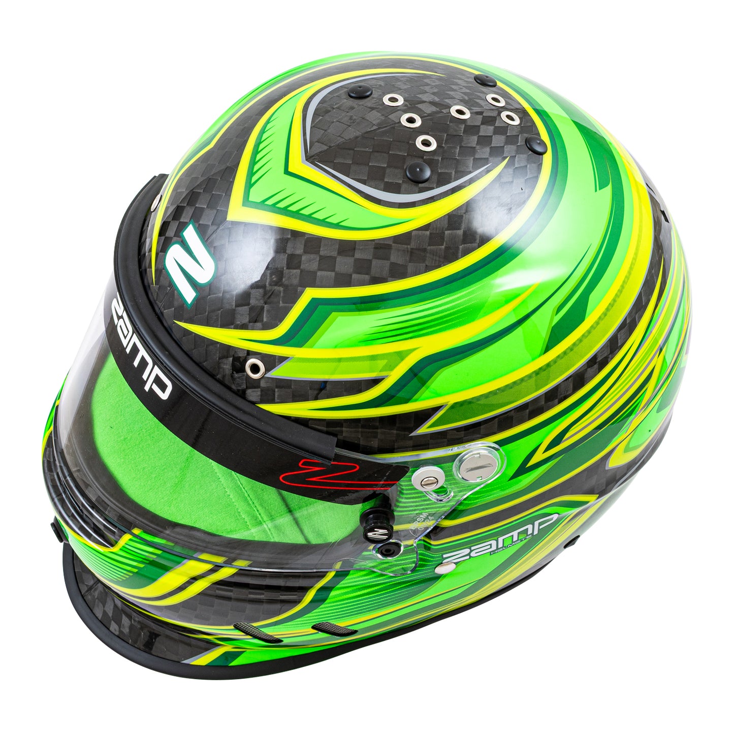 Zamp RZ-67D SNELL SA2025 Carbon Flo Green/Lt Grn X-Small Z-20 Anti-Fog Clear Shield Color Match Series 28 Interior