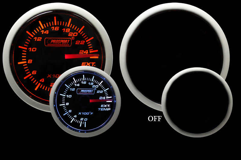 Prosport Gauges - 2-3/8" Amber / White - Exhaust Gas Temperature Gauge
