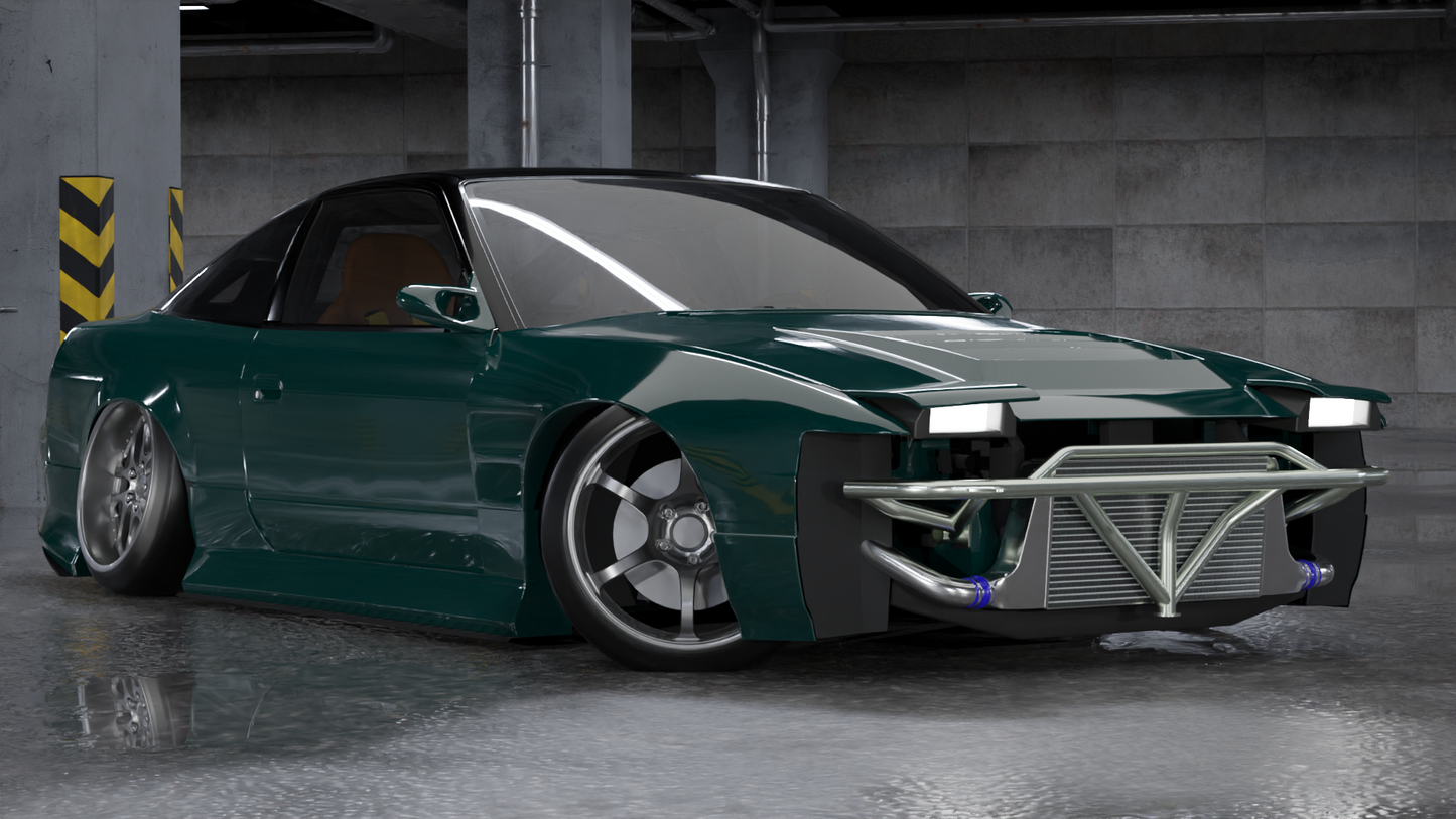 True Focus Fabrication - Nissan 240SX S13 Pop Up Headlights - Front Standard Bash Bar