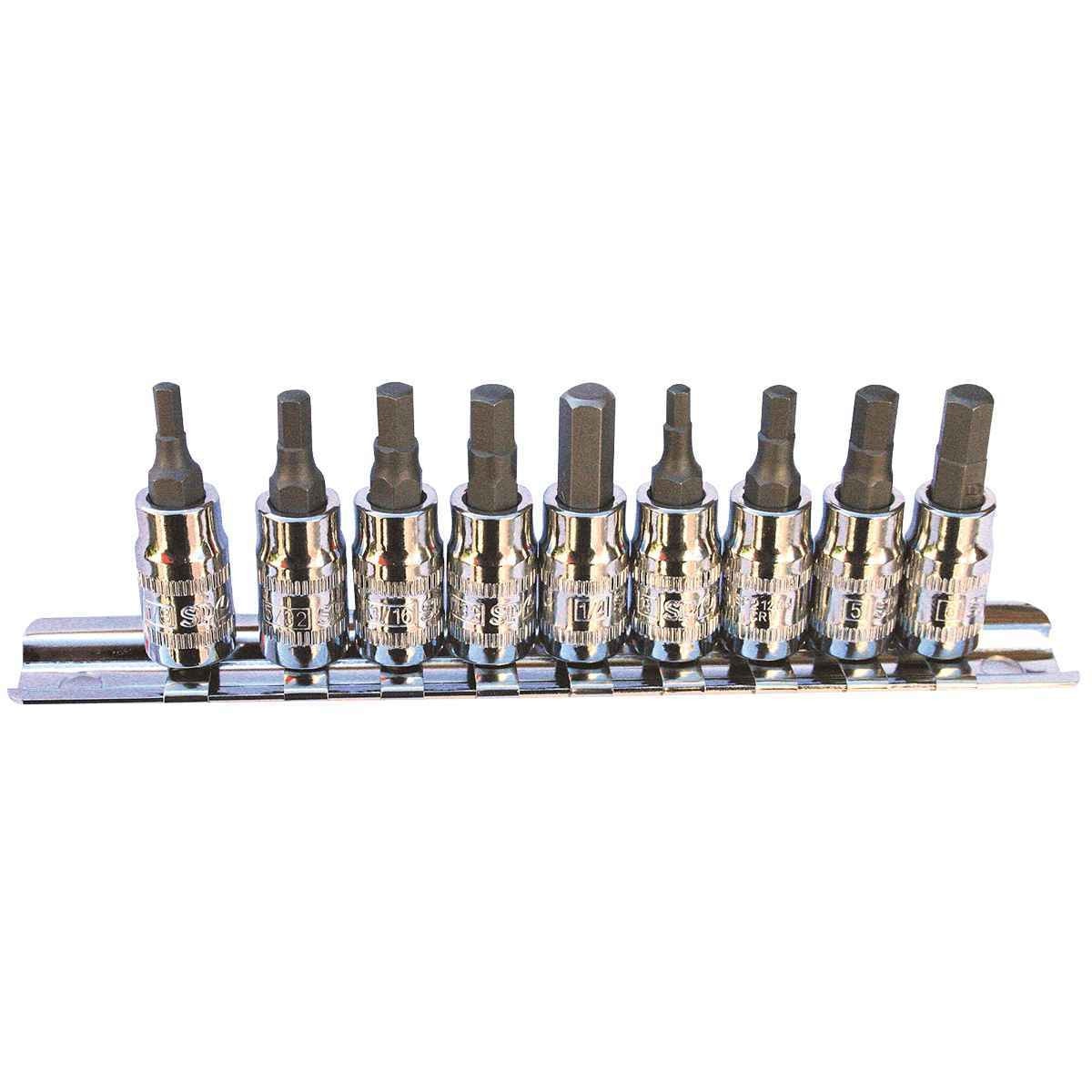 SP Tools USA - 9PC 1/4" & 3/8" DRIVE METRIC HEX BIT SOCKET RAIL