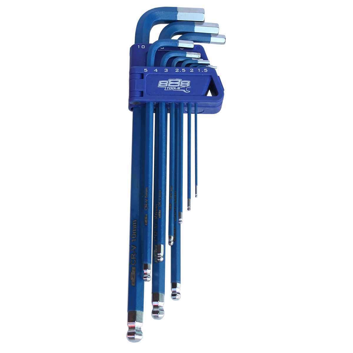 SP Tools USA - 9PC METRIC EXTRA-LONG L-SHAPED BALL DRIVE HEX KEY SET - BLUE