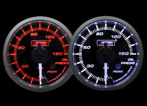 Prosport Gauges - 2-1/16" Premium White Pointer Clear Lens Amber/White Oil Pressure Gauge