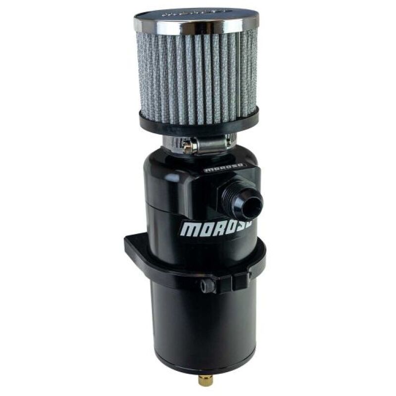 Moroso 85752 Moroso 10AN Male Fittings Catch Can Breather Tank - Black Powder Coat main image 1