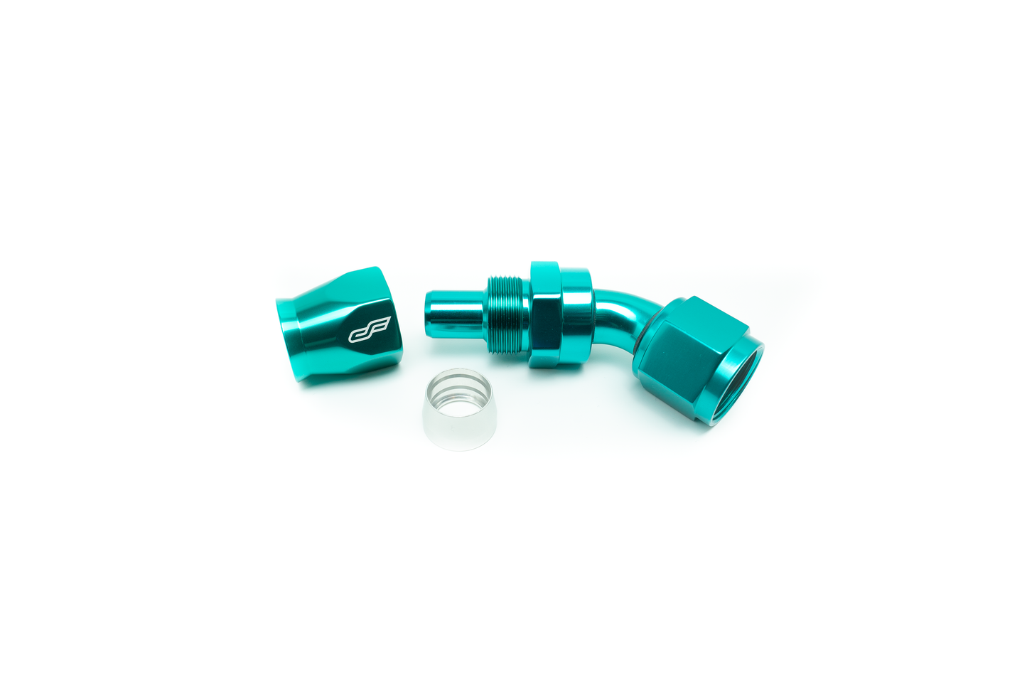 ColorFittings - 06 AN 45 Degree Female Aluminum Hose End (PTFE)