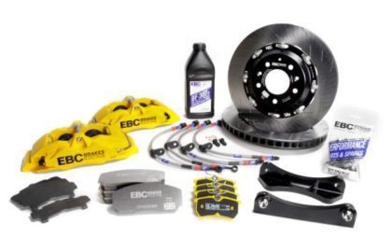 EBC Racing Ford Fiesta MK7 Yellow Apollo-4 Calipers 300mm Rotors Front Big Brake Kit