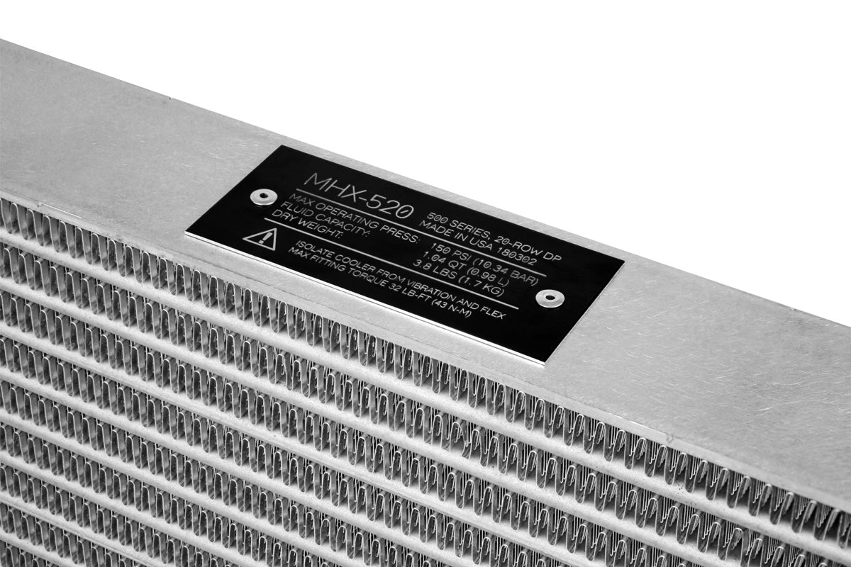 Improved Racing - High efficiency dual-pass oil cooler, 500 series, 21-row, 11.5" x 9.6", -10AN female ORB ports