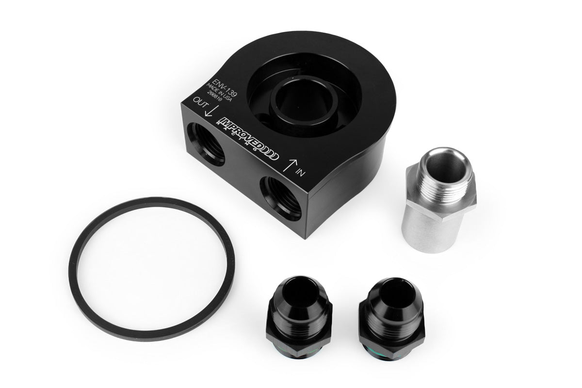 Improved Racing - Oil filter sandwich plate, non-thermostatic, -10AN female ports, filter screw sold separately