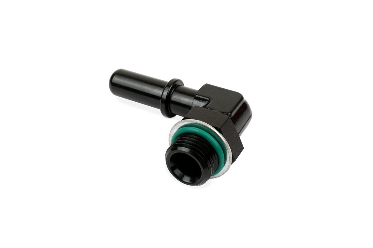 Improved Racing - Male -6 ORB to M10 SAE J2044 Quick Connect Male Tube Adapter Fitting, 90-Degree