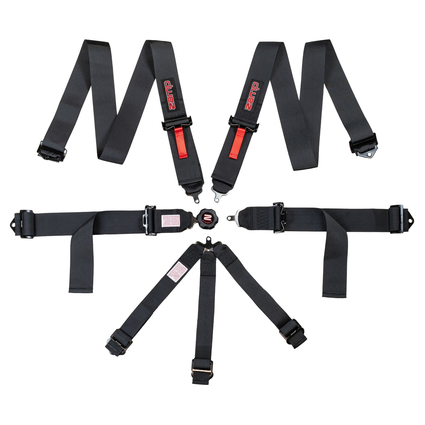 Zamp Race Seat Harness Black CAM Lock 3x3 Shoulder 7 Point SFI 16.5