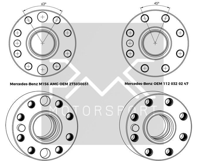 PMC Motorsport - Volante Mercedes-Benz M113 M156 AMG - BMW M50 S50 M52 S52 M54 S54 M57 - 184MM 7,25" (P) (K0M50-TP-M156)