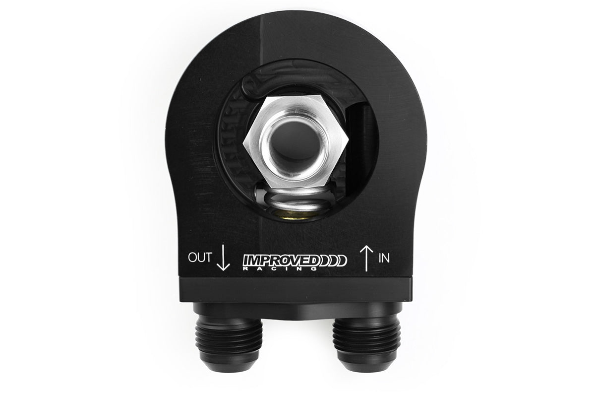 Improved Racing - Oil filter sandwich plate, thermostatic, 200F, -10AN Male ports, filter screw sold separately
