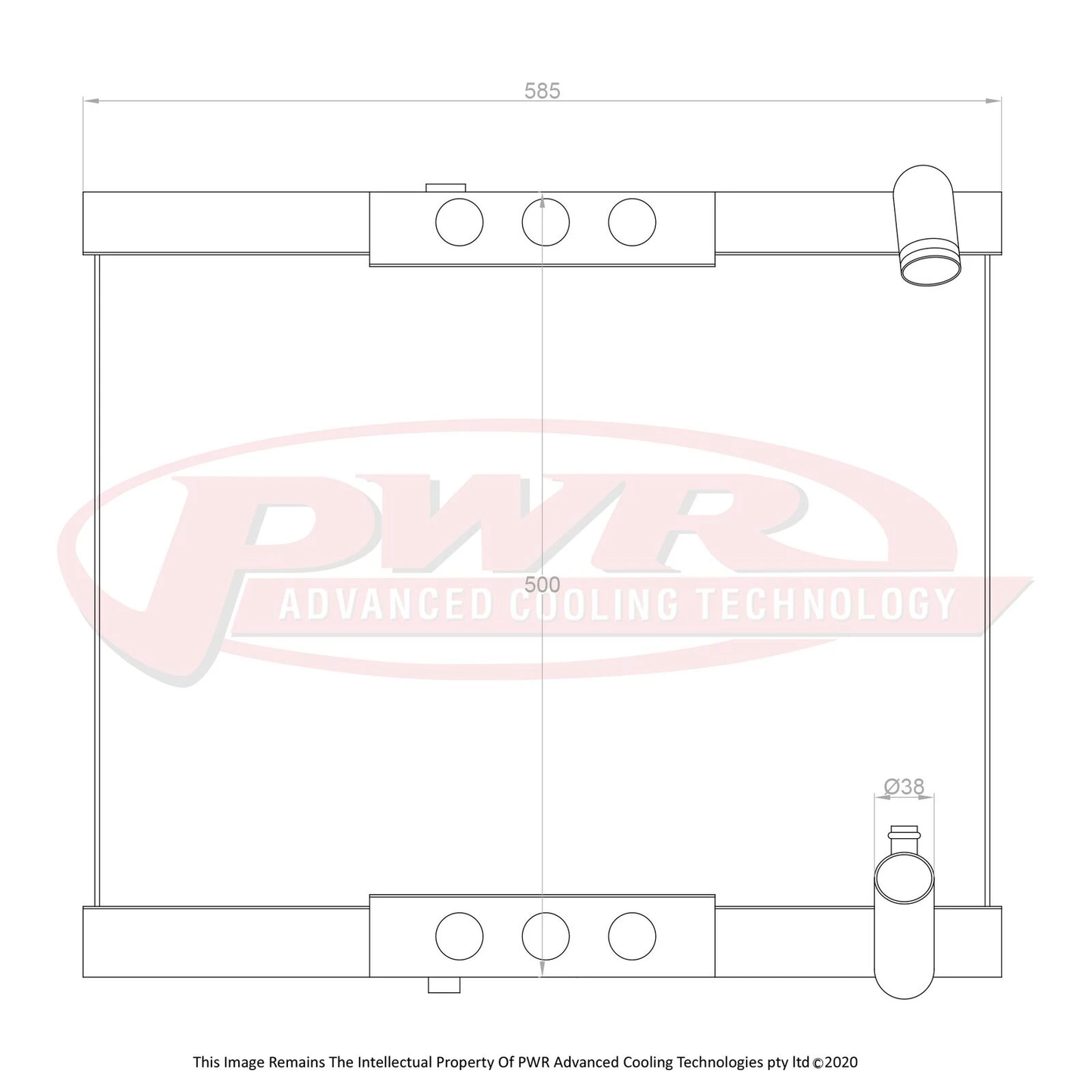 PWR - 42mm Performance Radiator (Mazda RX7 FC Series 4 85-89) 475mm Mount Centres
