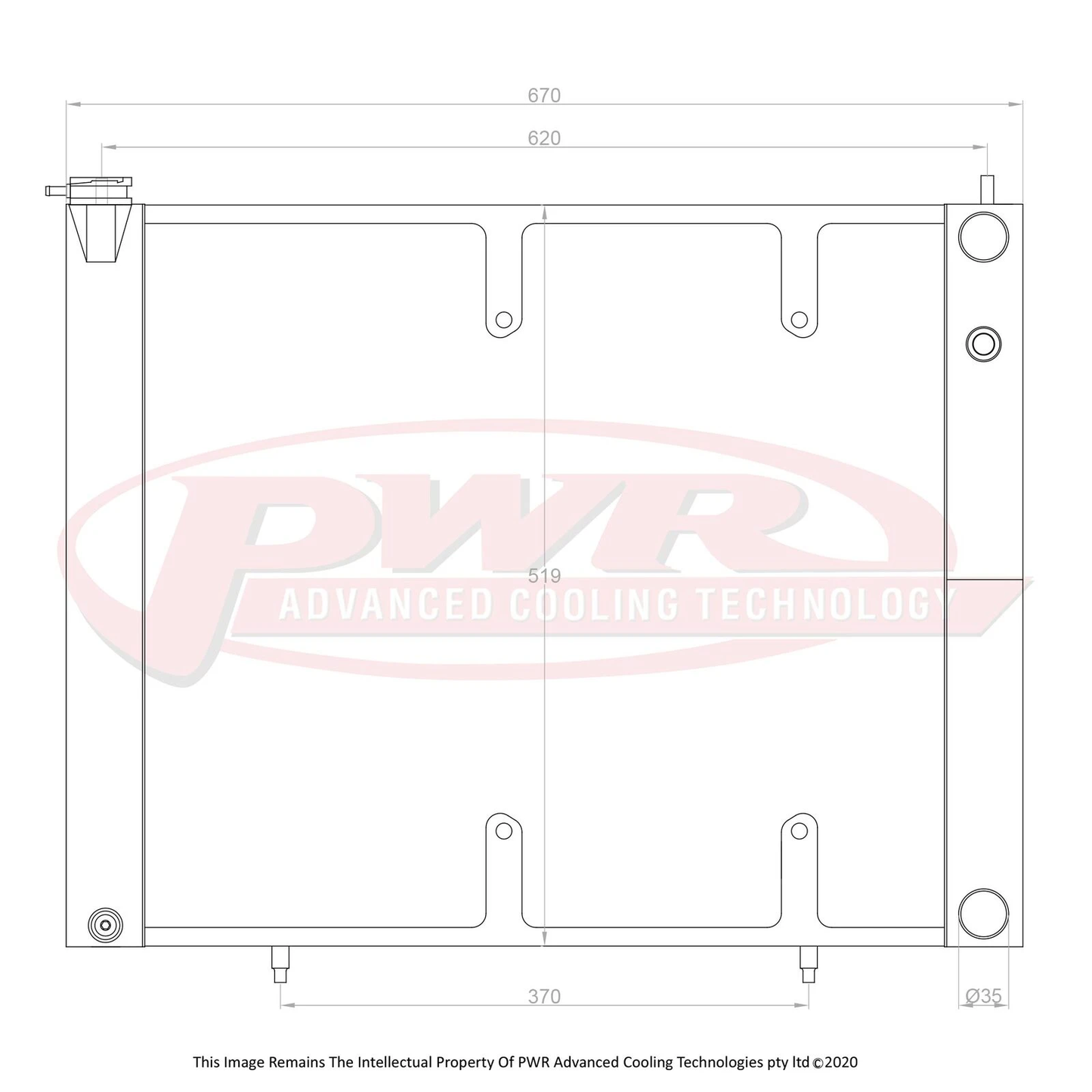 PWR - 55mm Performance Crossflow Radiator (Nissan Skyline R34 GTR 99-02) W/ 16" SPAL Fan Mounts