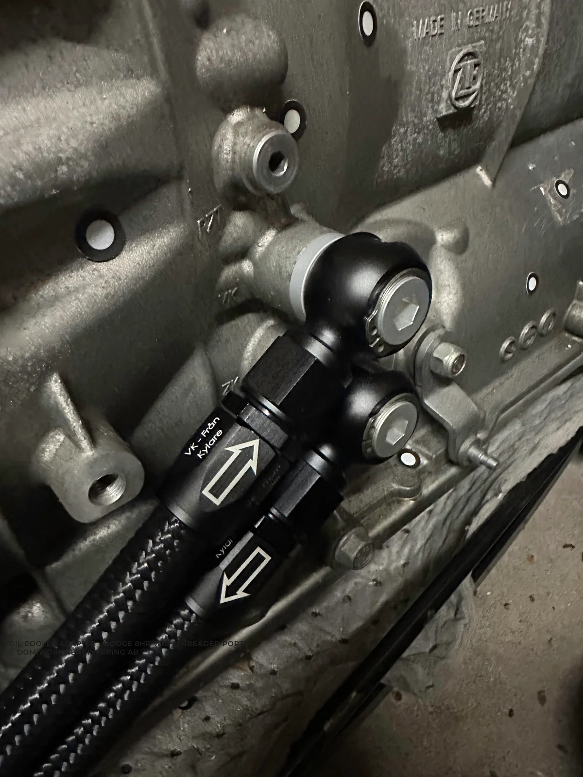 DomiWorks Engineering - Oil Cooler Adapter - Dodge 8HP - Full Flow Swivel Connector