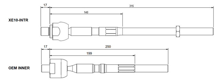 GKTech - LEXUS IS300 SUPER LOCK REPLACEMENT INNER TIE ROD - SOLD INDIVIDUALLY