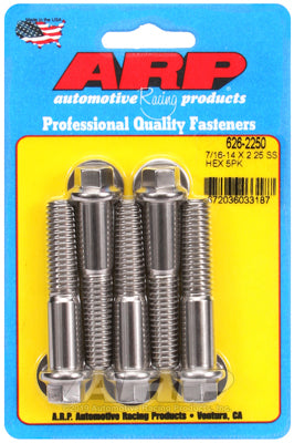 ARP 7/16-14 x 2.250 Hex SS Bolts (5/pkg) - Polished Finish
