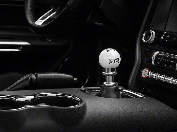 RTR - WHITE SHIFT KNOB - BLACK ENGRAVING (15-23 MUSTANG - GT, ECOBOOST, V6)