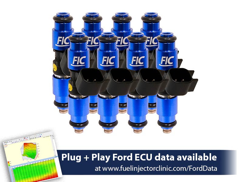 Fuel Injector Clinic - 1440cc (140 lbs/hr at 43.5 PSI fuel pressure) FIC Fuel Injector Clinic Injector Set for Mustang GT (1987-2004)/ Cobra (1993-1998)(High-Z) (IS402-1440H)