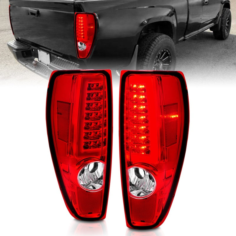 Anzo 311384 - 2004-2012 Chevrolet Colorado/ GMC Canyon LED Tail Lights w/ Light - Bar Chrome Housing Red/Clear