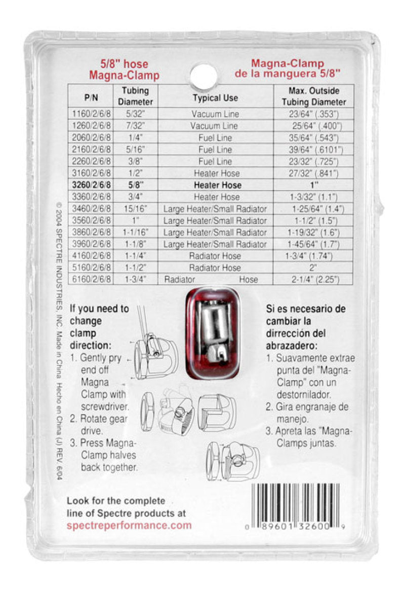 Spectre Magna-Clamp Hose Clamp 5/8in. - Red/Blue
