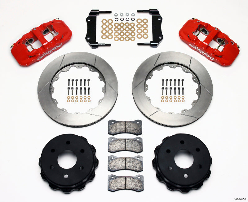 Wilwood AERO4 RearTruck Kit 14,25 pol. Vermelho 1999-2010 GM 1500-SUV 1 Pistão OE Caliper