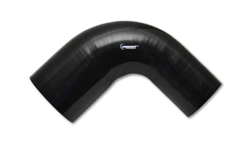 Cotovelo de transição de 90 graus de silicone reforçado com 4 camadas vibrantes - 2,5 pol ID x 2,75 pol ID (PRETO)