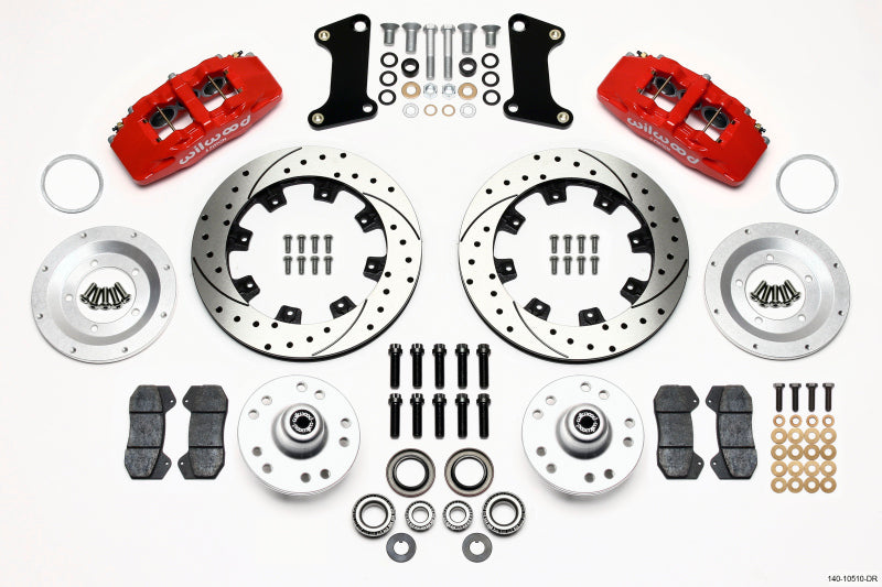 Wilwood Dynapro 6 Kit de cubo dianteiro 12,19 pol. Vermelho perfurado 67-69 Camaro (*Kit de linha necessário*)