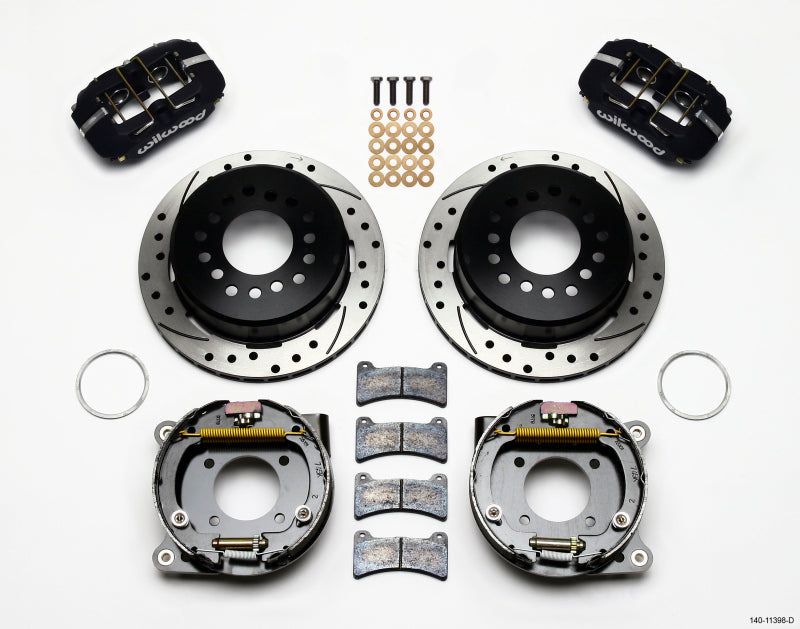 Wilwood Dynapro Low-Profile 11.00in P-Brake Kit Perforado Chevy 12 Bolt 2.75in Off con C-Clips