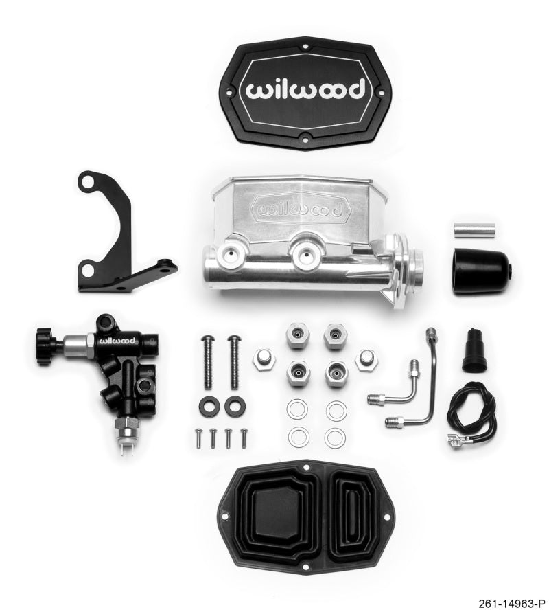 Wilwood Compact Tandem M/C - Furo de 1 pol. - Com Suporte e Válvula - Esfera polida
