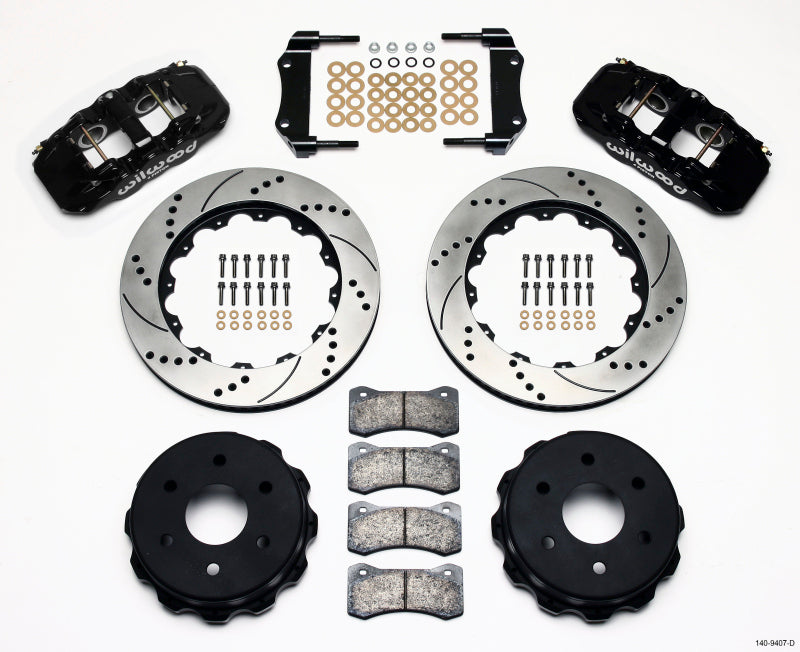 Wilwood AERO4 RearTruck Kit 14.25in Perfurado 1999-2010 GM 1500-SUV 1 Pistão OE Caliper