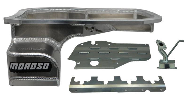 Moroso Mitsubishi Evo 7/8/9 (con tubo de intercooler inferior) Road Race Baffled Wet Sump 6.5qt Alum Oil Pan