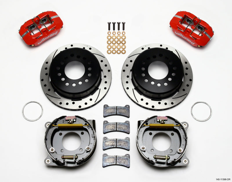 Wilwood Dynapro Low-Profile 11.00in P-Brake Kit Drill-Red Chevy 12 Bolt 2.75in Off c/ C-Clips