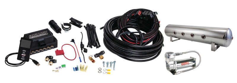 Air Lift Performance 3P (3/8 Air Line 4 Gal 7-Port Polished Aluminum Tank VIAIR 444C Comp)