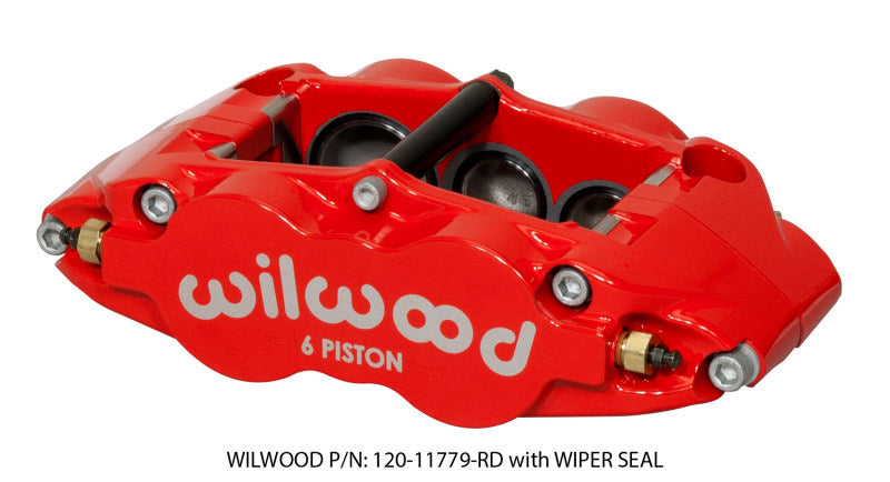Wilwood Caliper-Narrow Superlite 6R-LH - Pistões vermelhos 1,62/1,12/1,12 pol. Disco de 1,25 pol.
