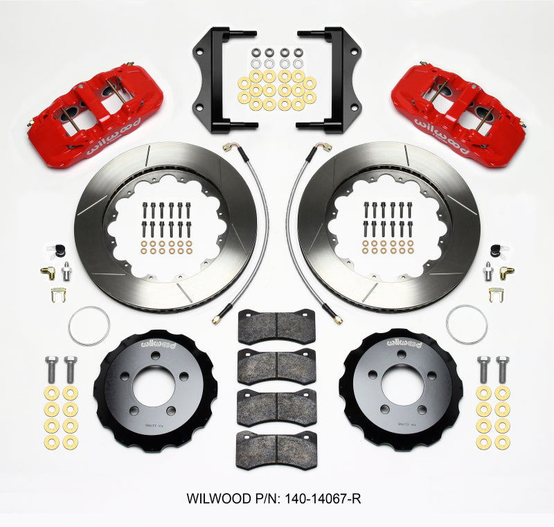 Wilwood AERO6 Front Hat Kit 14.25 Red 2014-Up Challenger c/linhas