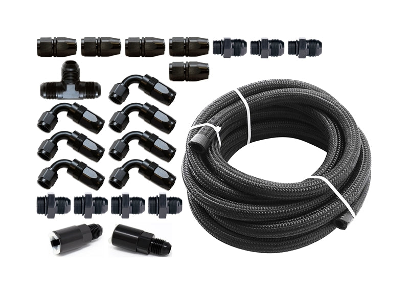 Kit de linha de combustível trançada de solução de torque para -6 Aeromotive FPR: Subaru WRX 02-14 / Subaru STI 07-18