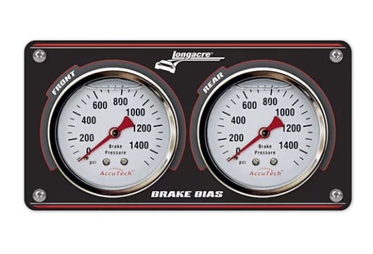 Longacre Racing - Painel de equilíbrio do freio (2) 2,5", medidores de face branca de 1500 PSI (44134)