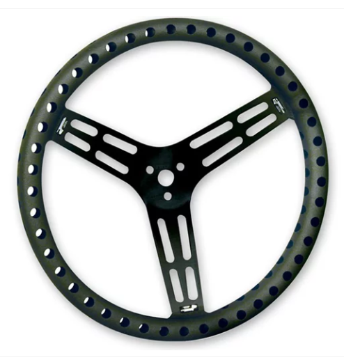 Longacre Racing - Volante de aluminio de 15" Aluminio negro sin recubrimiento (56867)