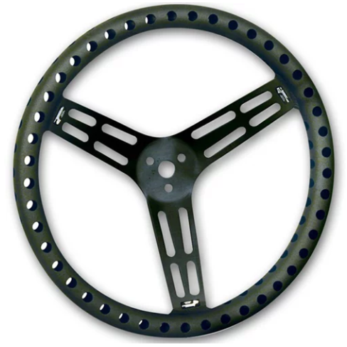 Longacre Racing - Volante de aluminio de 14" Aluminio negro sin recubrimiento (56833)