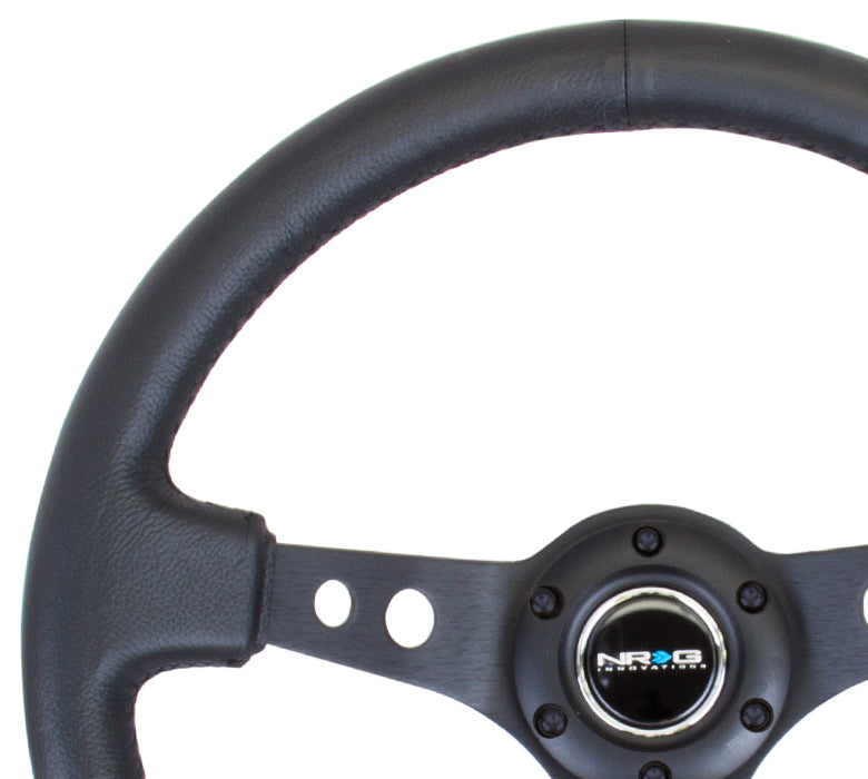 NRG - DEEP DISH SPORT STEERING WHEEL REINFORCED VERSION W/ THREE SPOKE CENTER W/ ROUND HOLES 3IN DEEP DISH