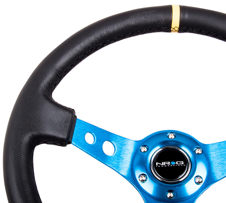 NRG - DEEP DISH SPORT STEERING WHEEL REINFORCED VERSION W/ THREE SPOKE CENTER W/ ROUND HOLES 3IN DEEP DISH