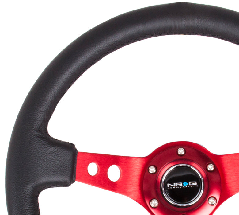 NRG - DEEP DISH SPORT STEERING WHEEL REINFORCED VERSION W/ THREE SPOKE CENTER W/ ROUND HOLES 3IN DEEP DISH