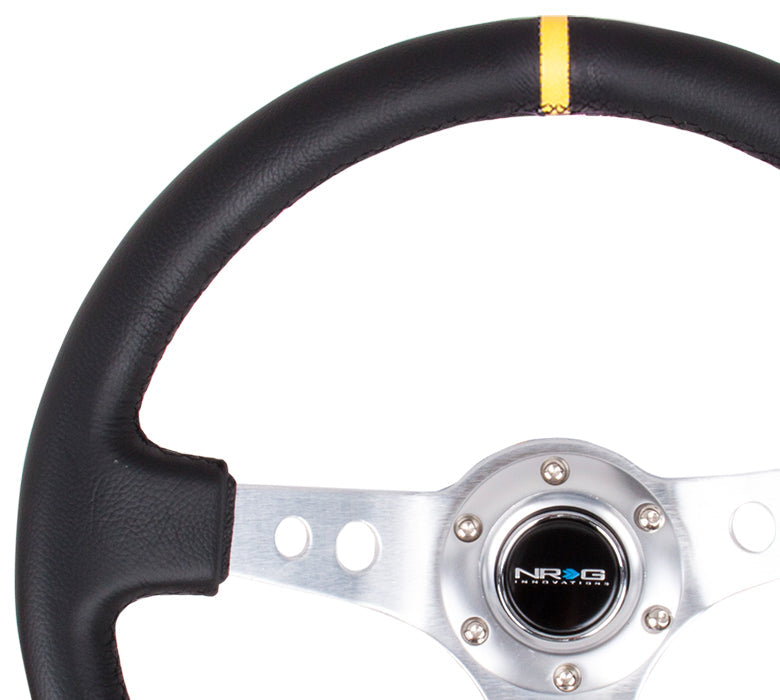 NRG - DEEP DISH SPORT STEERING WHEEL REINFORCED VERSION W/ THREE SPOKE CENTER W/ ROUND HOLES 3IN DEEP DISH