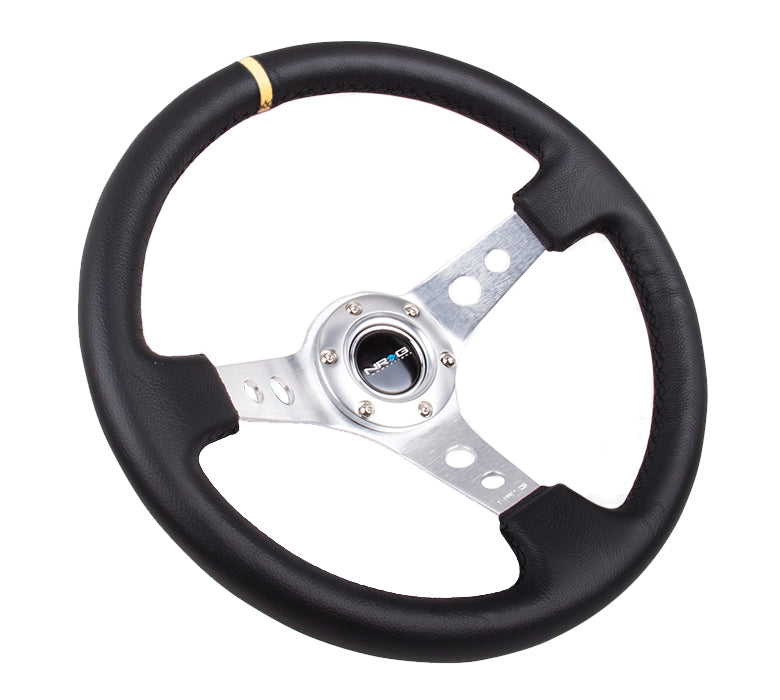 NRG - DEEP DISH SPORT STEERING WHEEL REINFORCED VERSION W/ THREE SPOKE CENTER W/ ROUND HOLES 3IN DEEP DISH